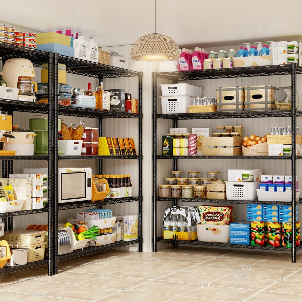 Storage Shelves, 4 PCS 48" L x 20" W x 72" H Heavy Duty Garage Wire Shelving Unit Loads 2000LBS