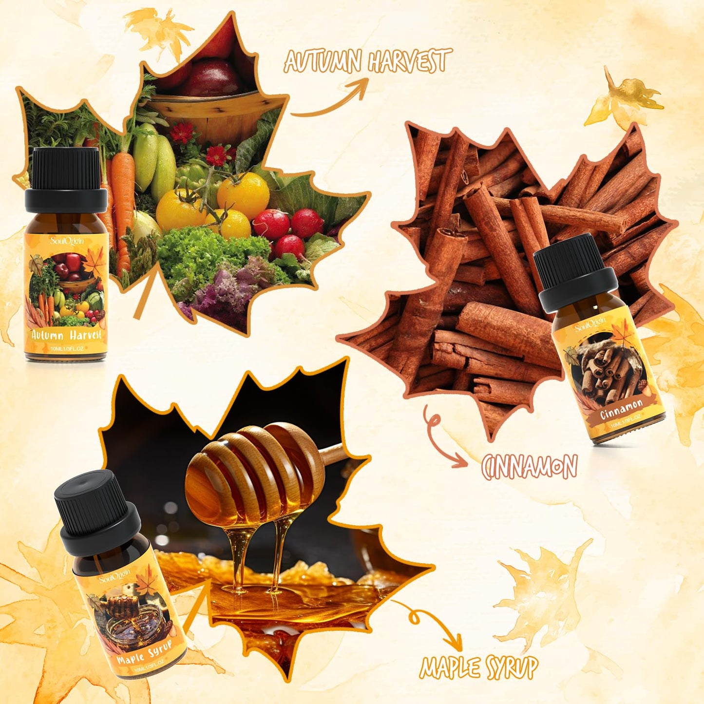 Autumn Fragrance Oils Set, Essential Oil for Diffuser, Fall Scent Diffuser Oil, Use for Soap Candle
