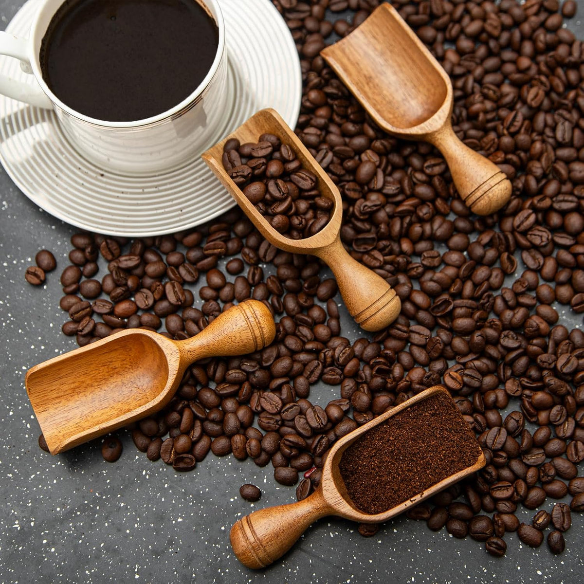 Wooden Scoops for Canisters 3PCS Wooden Scoop for Jars Acacia Mini Measuring Spoons for Ground