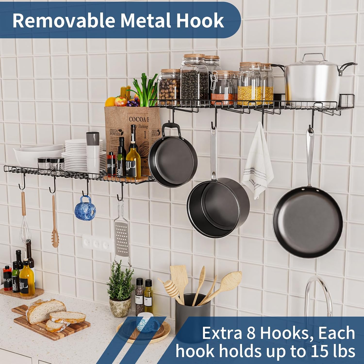 4 Pack Garage Wall Shelf, Wall Mounted Storage Shelves, Heavy Duty Metal Shelves for Room Wall