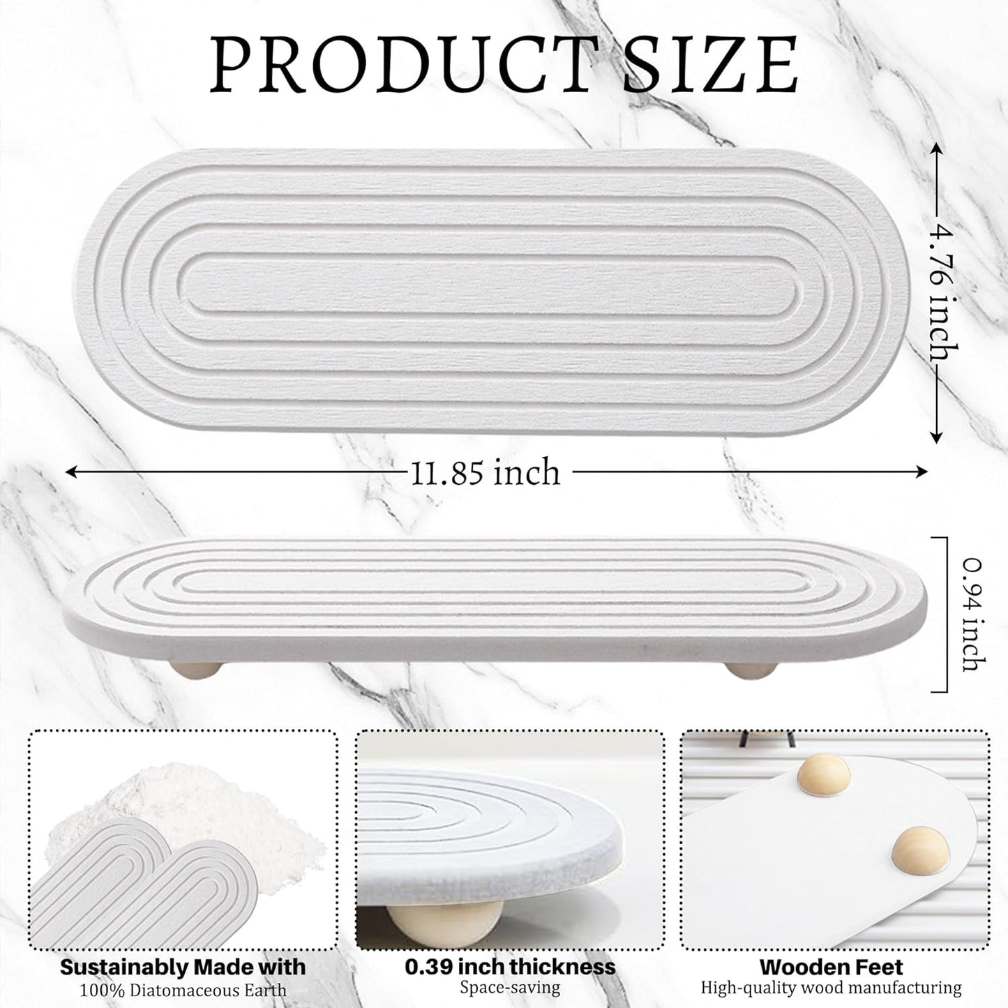 Instant Dry Sink Caddy Organizer, Fast Drying Sink Caddy, Water Absorbing Stone Sponge Holder for