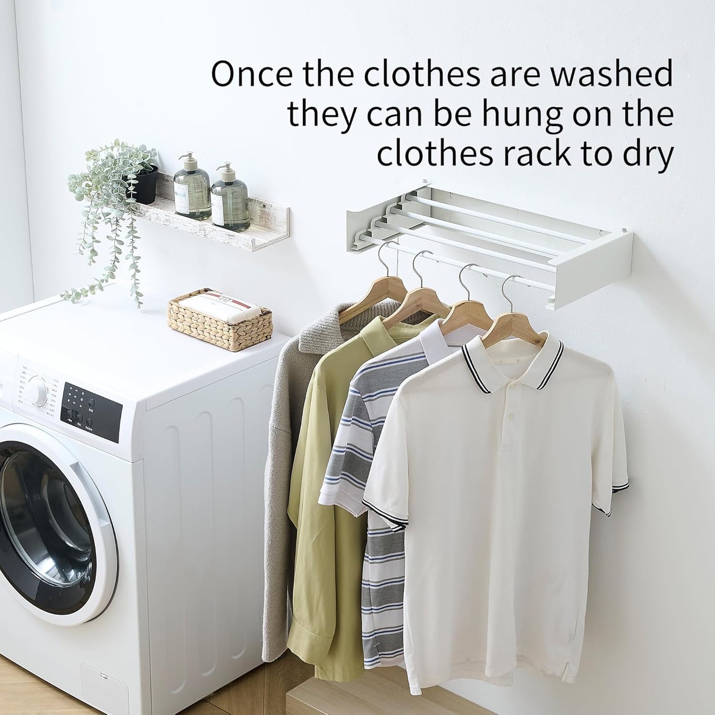 Clothes Drying Rack, Laundry Hanger Dryer Rack, Wall Mounted Drying Rack for Laundry, Foldable