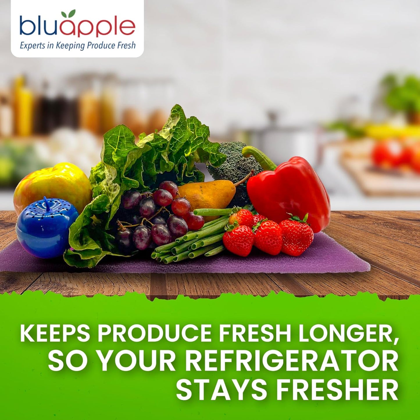 Bluapple FreshMats, Refrigerator Liner, Fridge Drawer Mats, Crisper Life Extender Liner Keeps