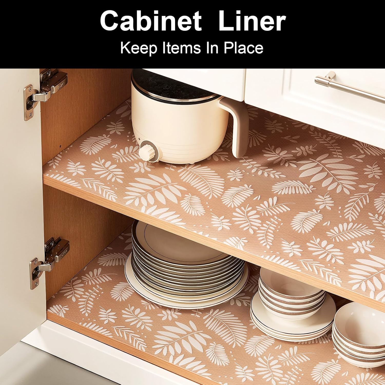 Cooyes Shelf and Drawer Liners for Kitchen Cabinets, Non Adhesive Cabinet Liner, EVA Waterproof