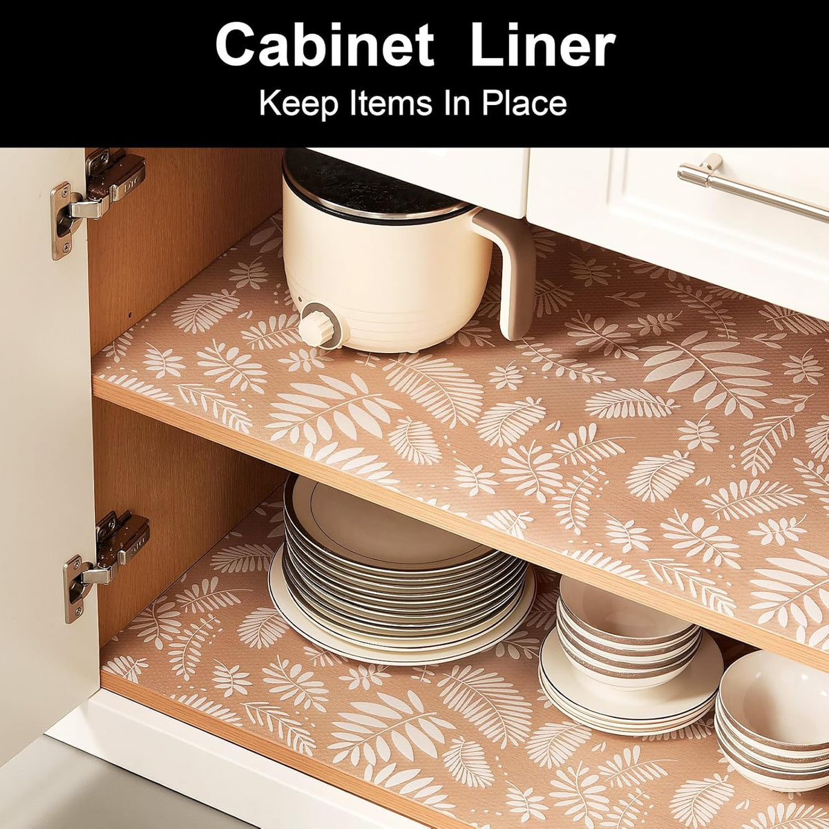 Cooyes Shelf and Drawer Liners for Kitchen Cabinets, Non Adhesive Cabinet Liner, EVA Waterproof