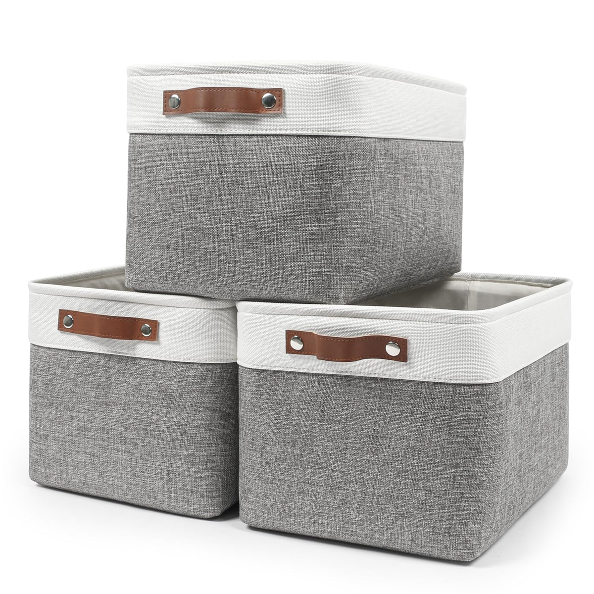 Bagnizer Storage Bins Large Fabric Storage Baskets for Shelves 3 Pack, 5Inches, Grey