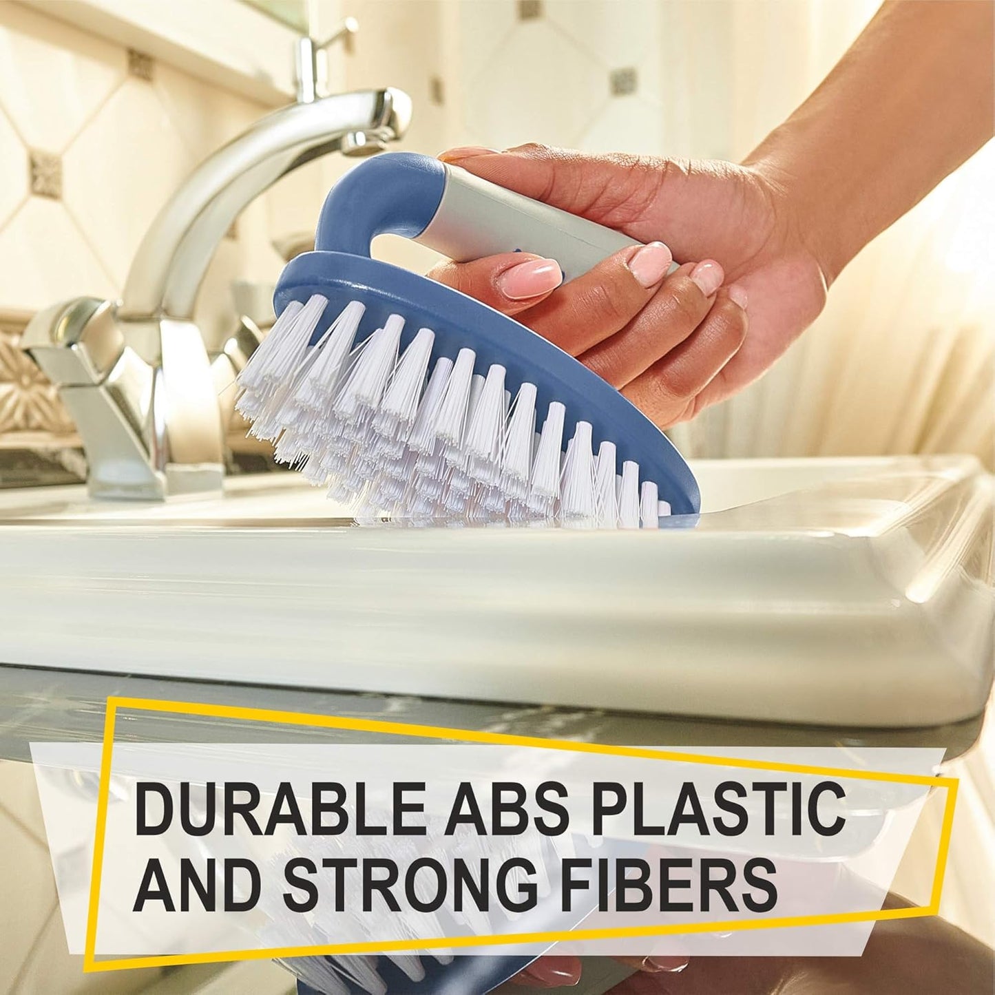 Scrub Brush Set of 3pcs - Cleaning Shower Scrubber with Ergonomic Handle and Durable Bristles