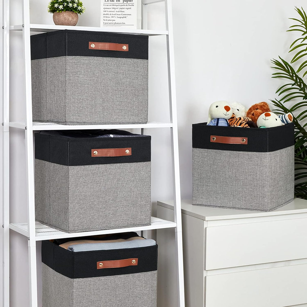 Temary 13 x 13 Storage Cubes Foldable Storage Cubes 4 Pack Canvas Storage Bin for Home, Square