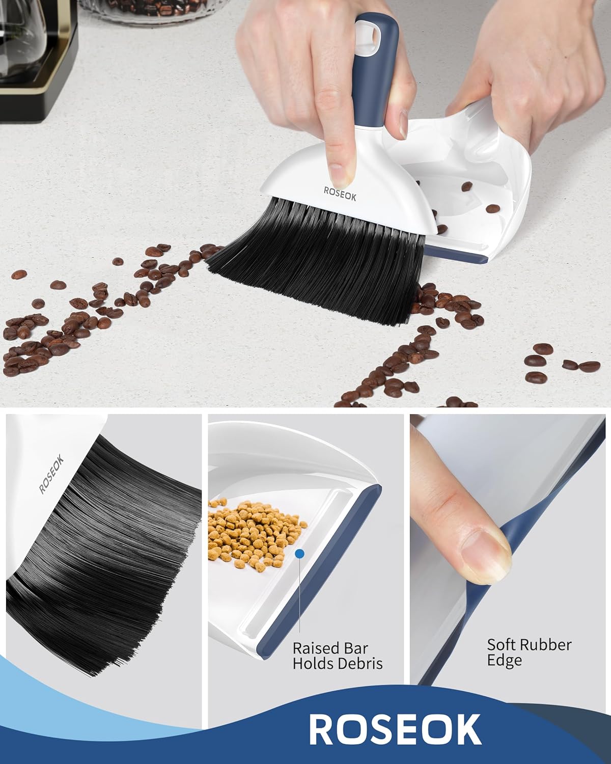 Mini Broom and Dustpan Set for Cleaning, Compact Desktop Dustpan with Brush for Kitchen Counter