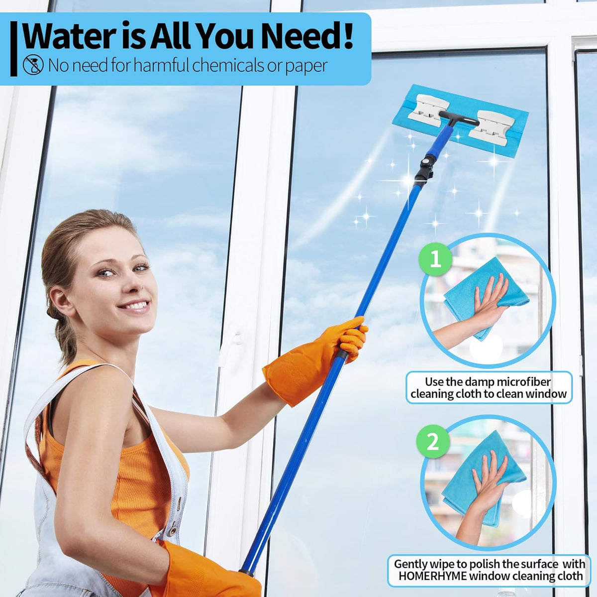 HOMERHYME Microfiber Glass Cleaning Cloth - 10 Pack Polishing Cloths, 16" x 14" Window Cleaning