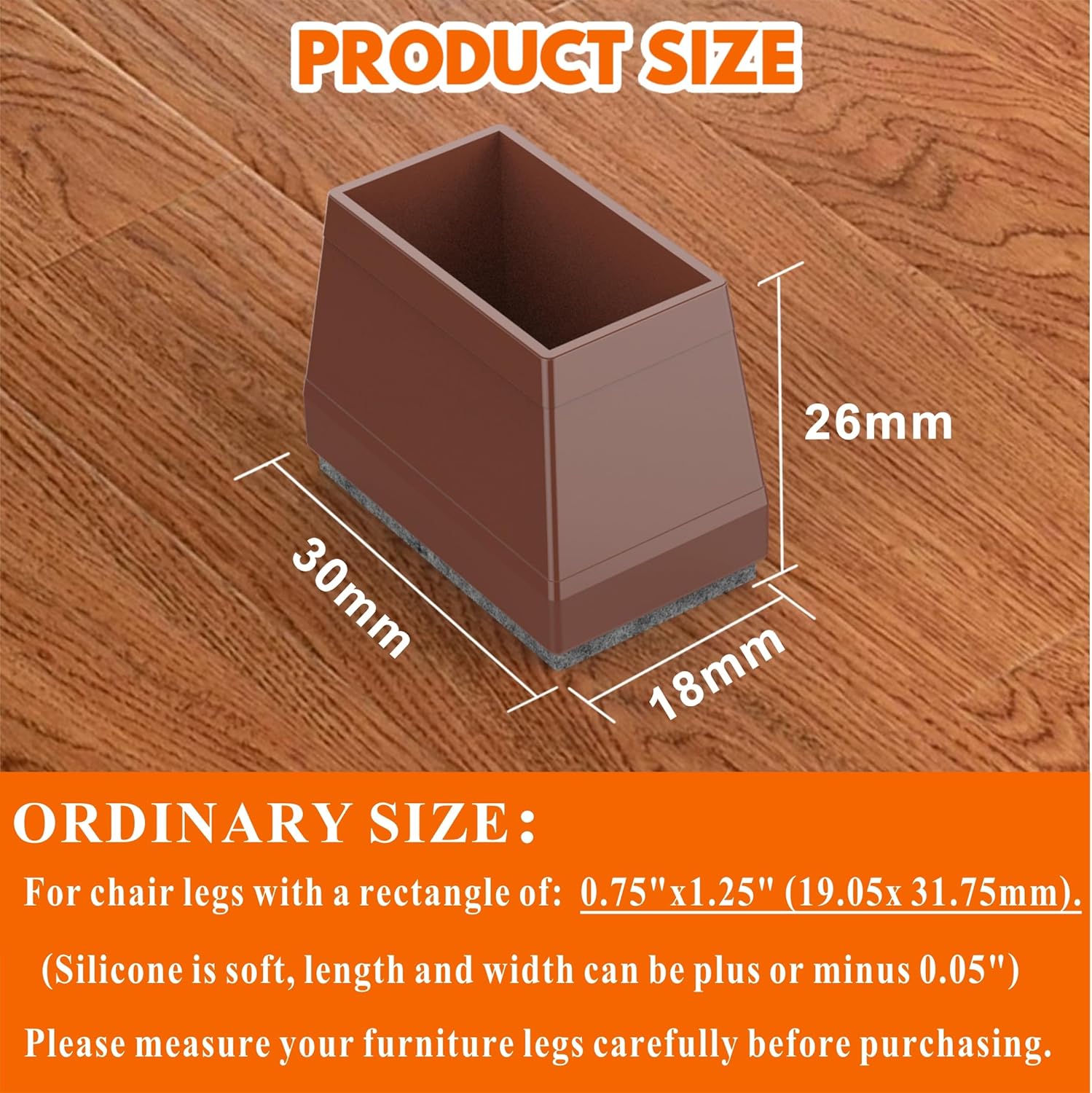 Rectangle Chair Leg Protectors for Hardwood Floors,16 PCS Silicone Covers to Protect Wood Tile