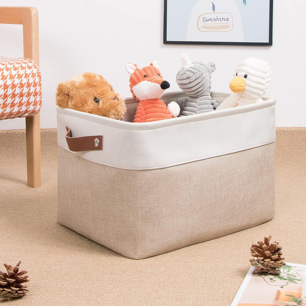 DULLEMELO Fabric Storage Bins, Storage Baskets for Organizing, Collapsible Rectangular Fabric