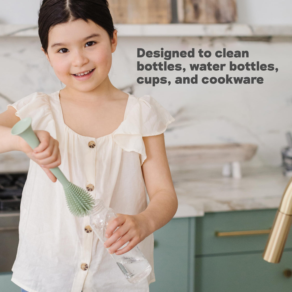 ezpz Bottle Brush (Gray) - Odor-Resistant Silicone Cleaning Tool