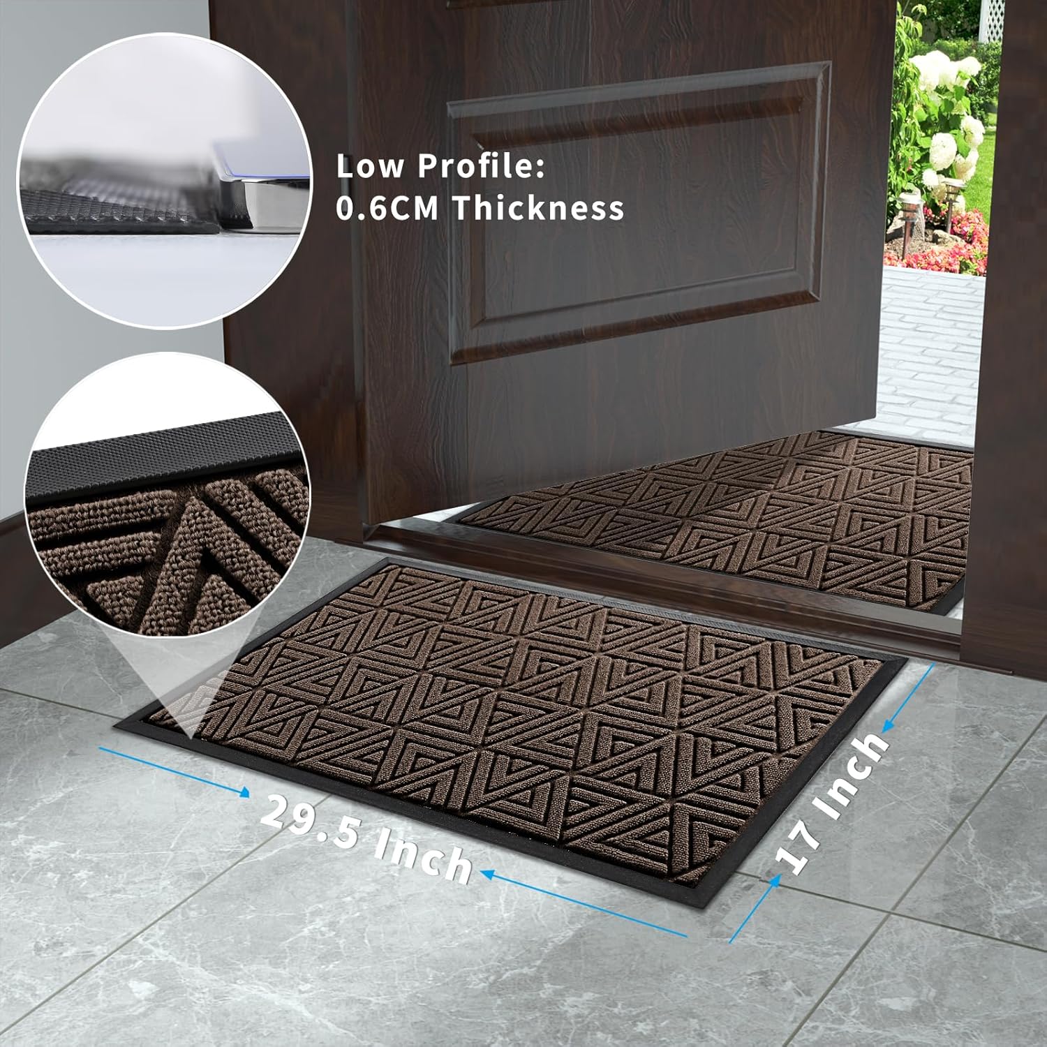 Yimobra Outdoor Mats for Front Door 29.5x17, All-Weather Waterproof Non-Slip Outdoor Door Mat
