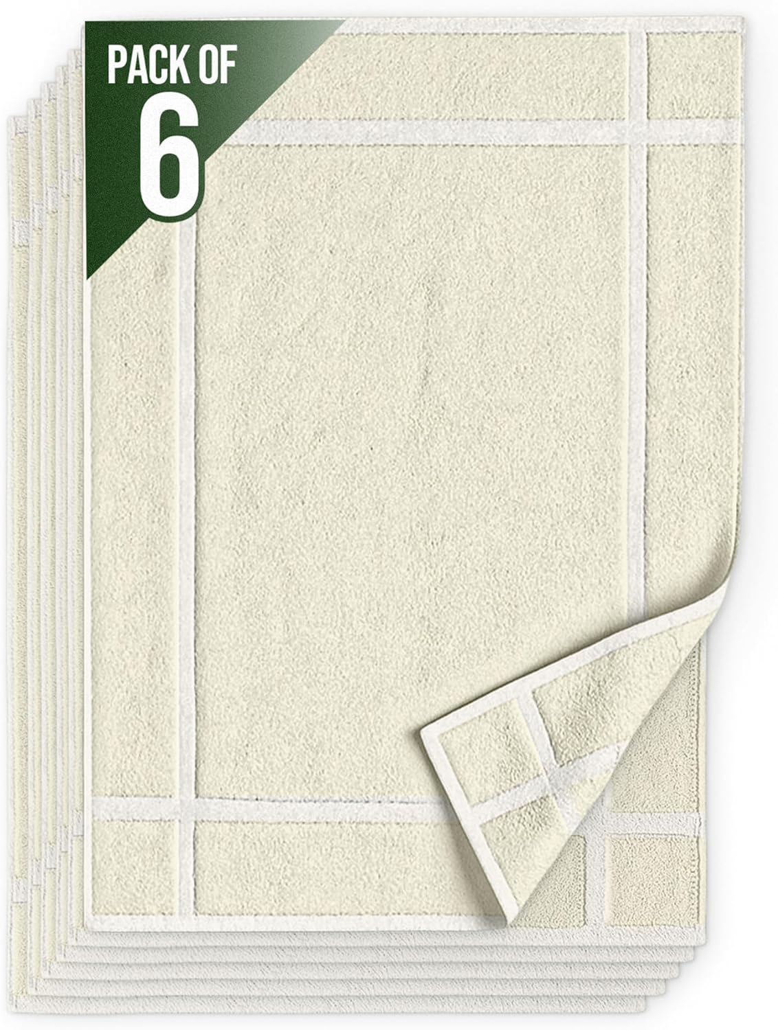 Pearl Linens Pack of 6 100% Cotton Bath Mat 20x30 inches, Soft & Absorbent Quick Dry Bathroom Mat