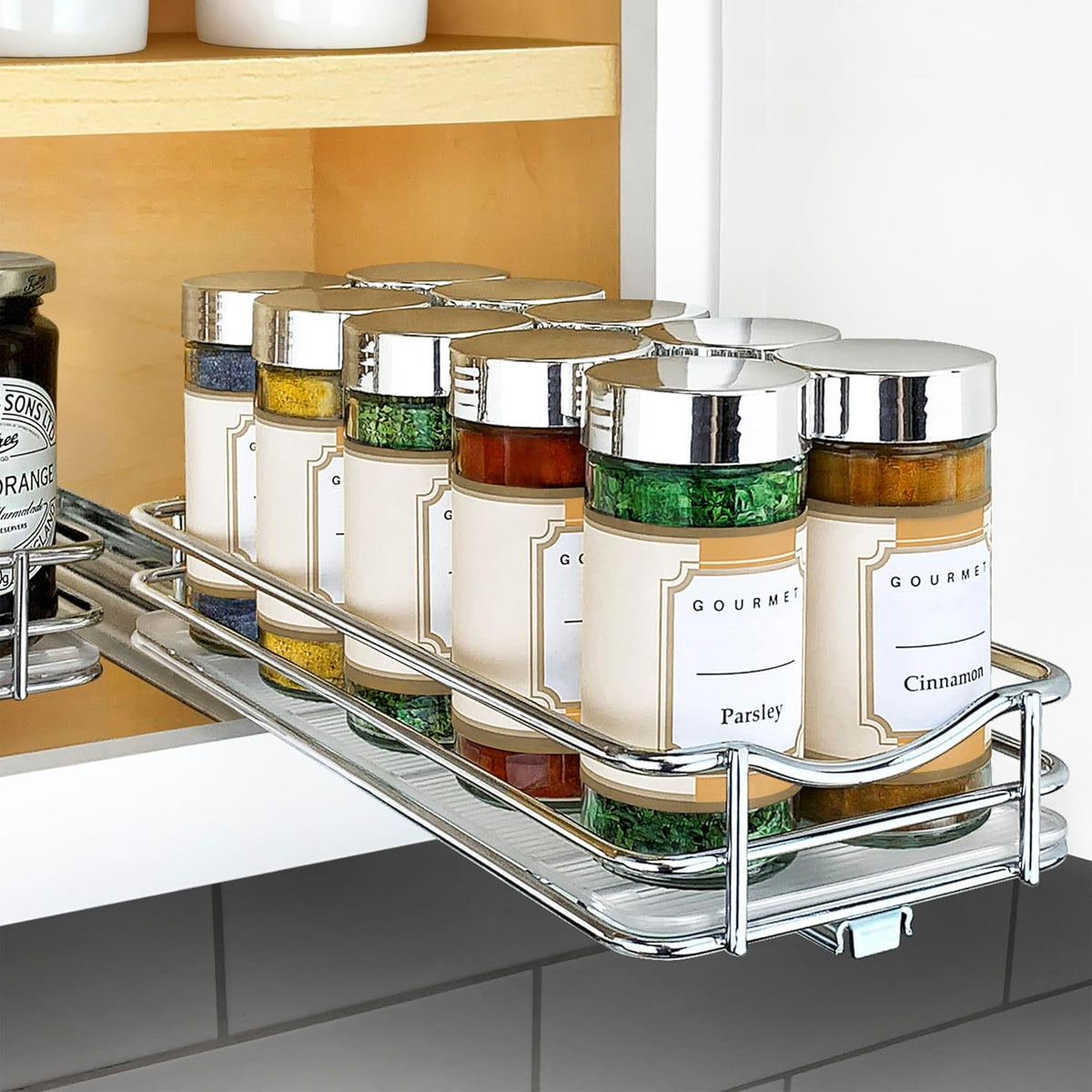 LYNK PROFESSIONAL® Pull Out Spice Rack Organizer for Inside Kitchen Cabinets - 4-1/4 inch Wide