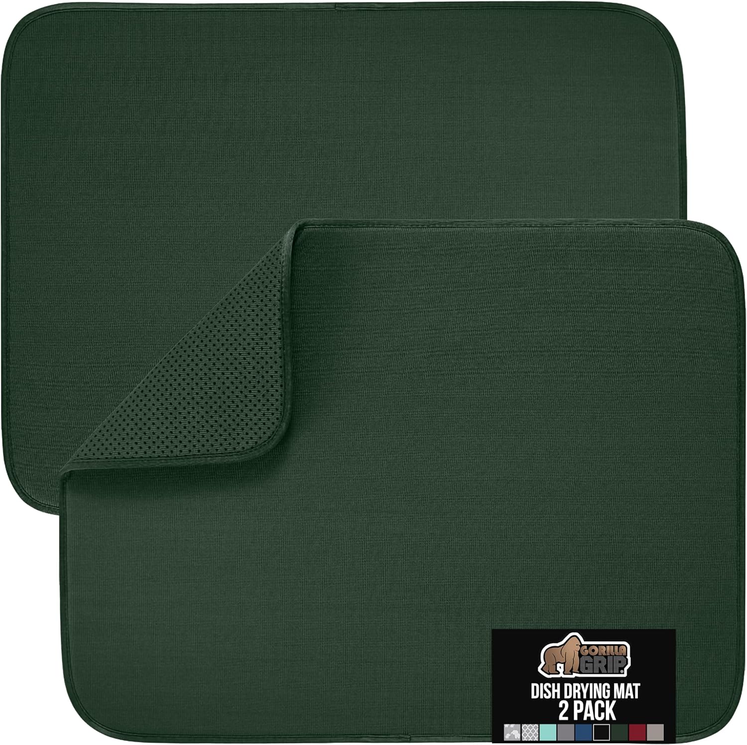 GORILLA GRIP Ultra Water Absorbent Microfiber Dish Drying Mat, Quick Dry Thick Mesh, Slip Resistant