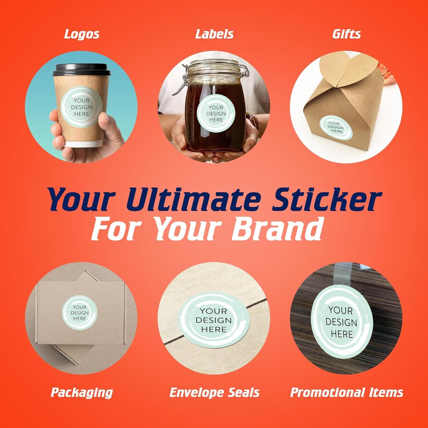 100 Custom Vinyl Stickers - Upload Your own Image, Text, Design, Logo - Personalized Logo Labels