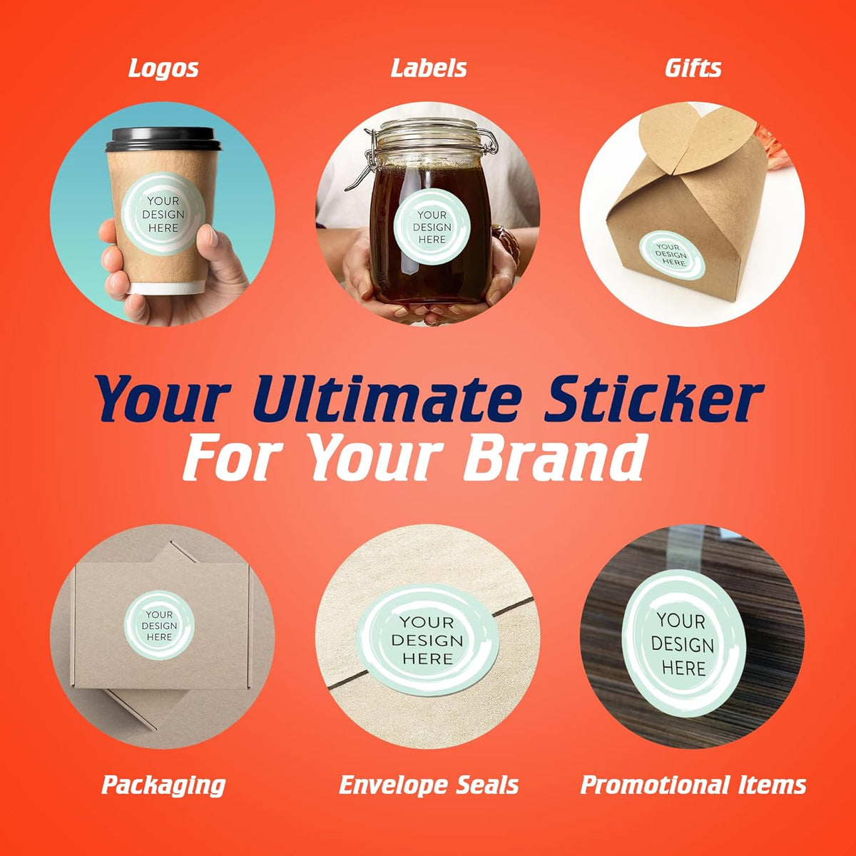 100 Custom Vinyl Stickers - Upload Your own Image, Text, Design, Logo - Personalized Logo Labels