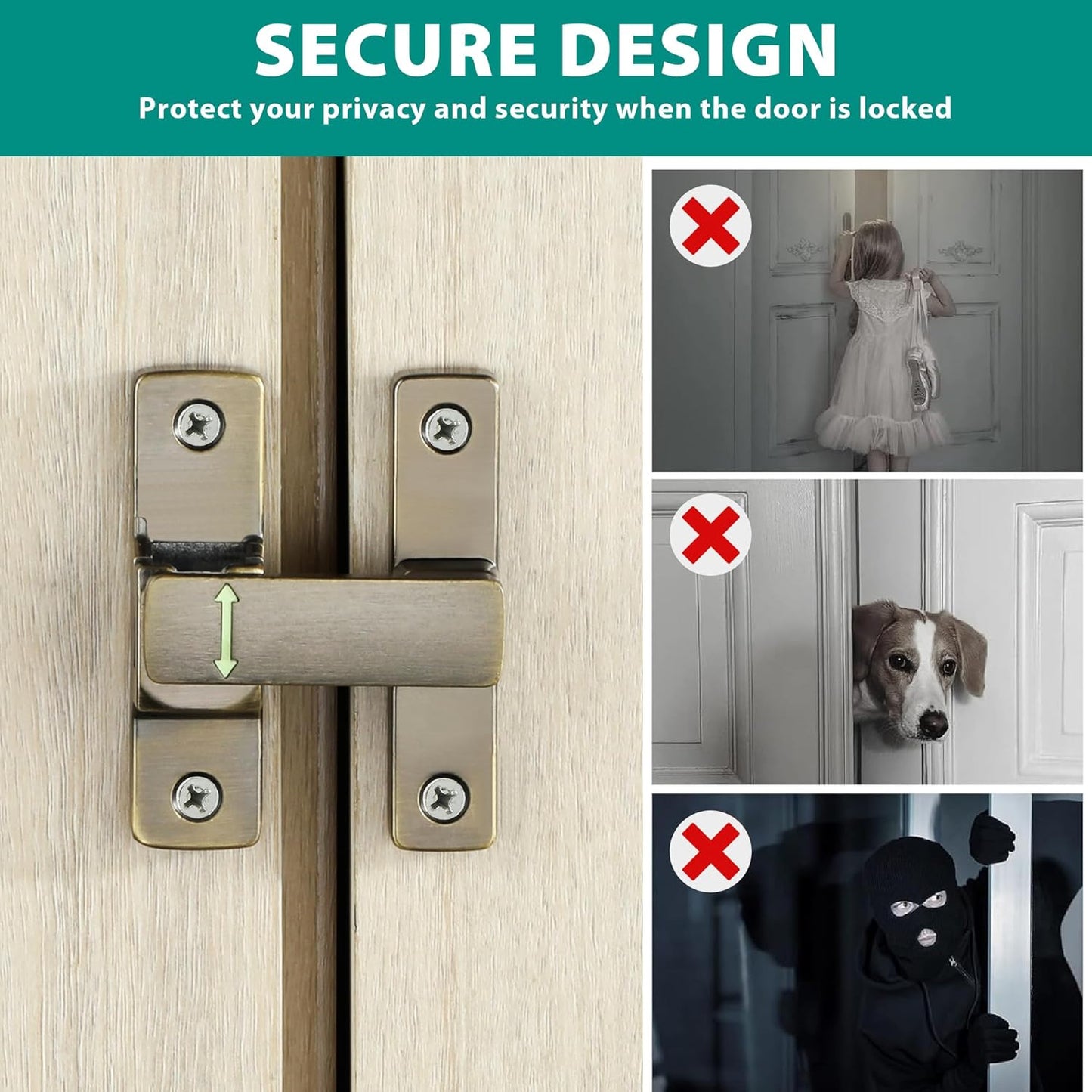 90/180 Degree Flip Latch Gate Latch, Heavy Duty Black Safety Door Lock Enhanced Security Flip Latch