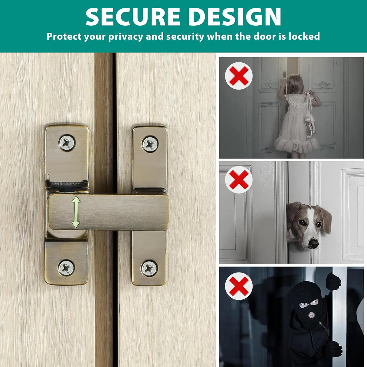 90/180 Degree Flip Latch Gate Latch, Heavy Duty Black Safety Door Lock Enhanced Security Flip Latch
