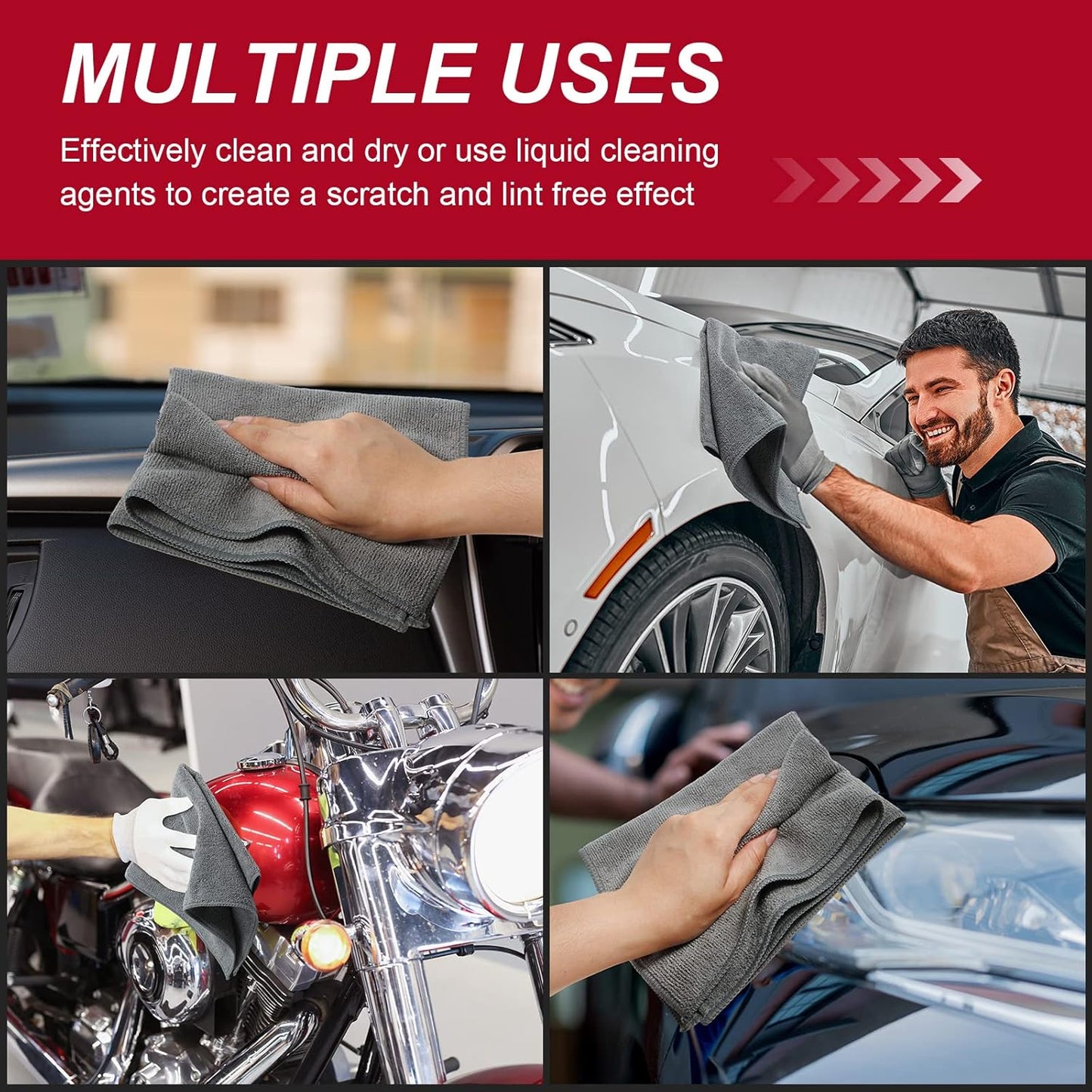 200 Pcs Microfiber Cleaning Cloth 16x16 Inch Microfiber Towels for Car Ultra Absorbent Cleaning