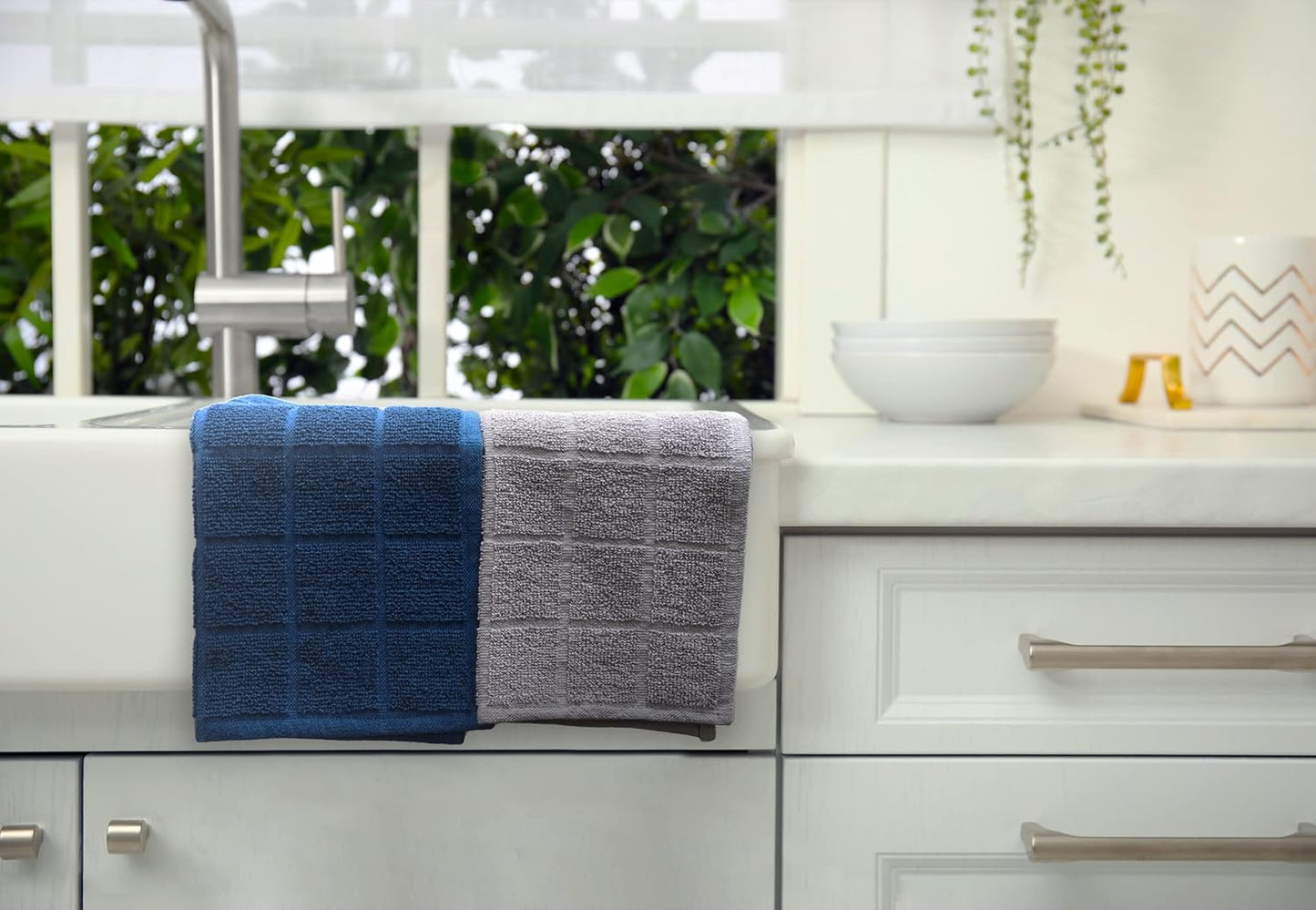 100% Cotton Terry Dish Cloth & Dish Towel, 6 Pack, Super Soft and Absorbent Kitchen Towels, Perfect