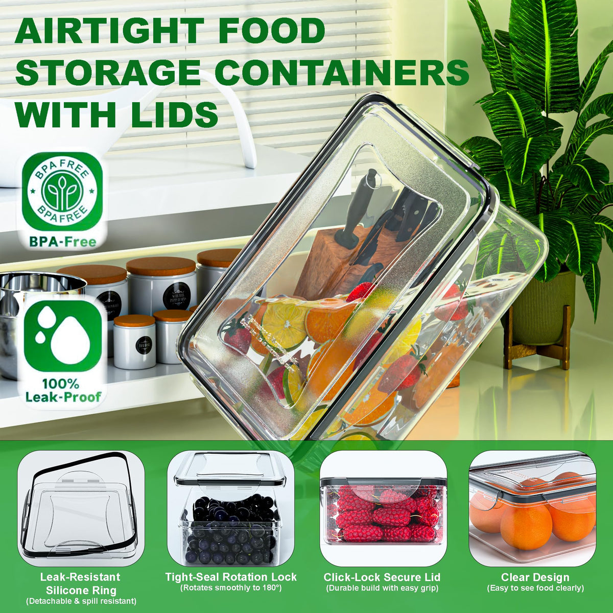 62 Pcs Large Food Storage Containers with Lids Airtight,Total 656OZ(31 Containers &31 Lids)