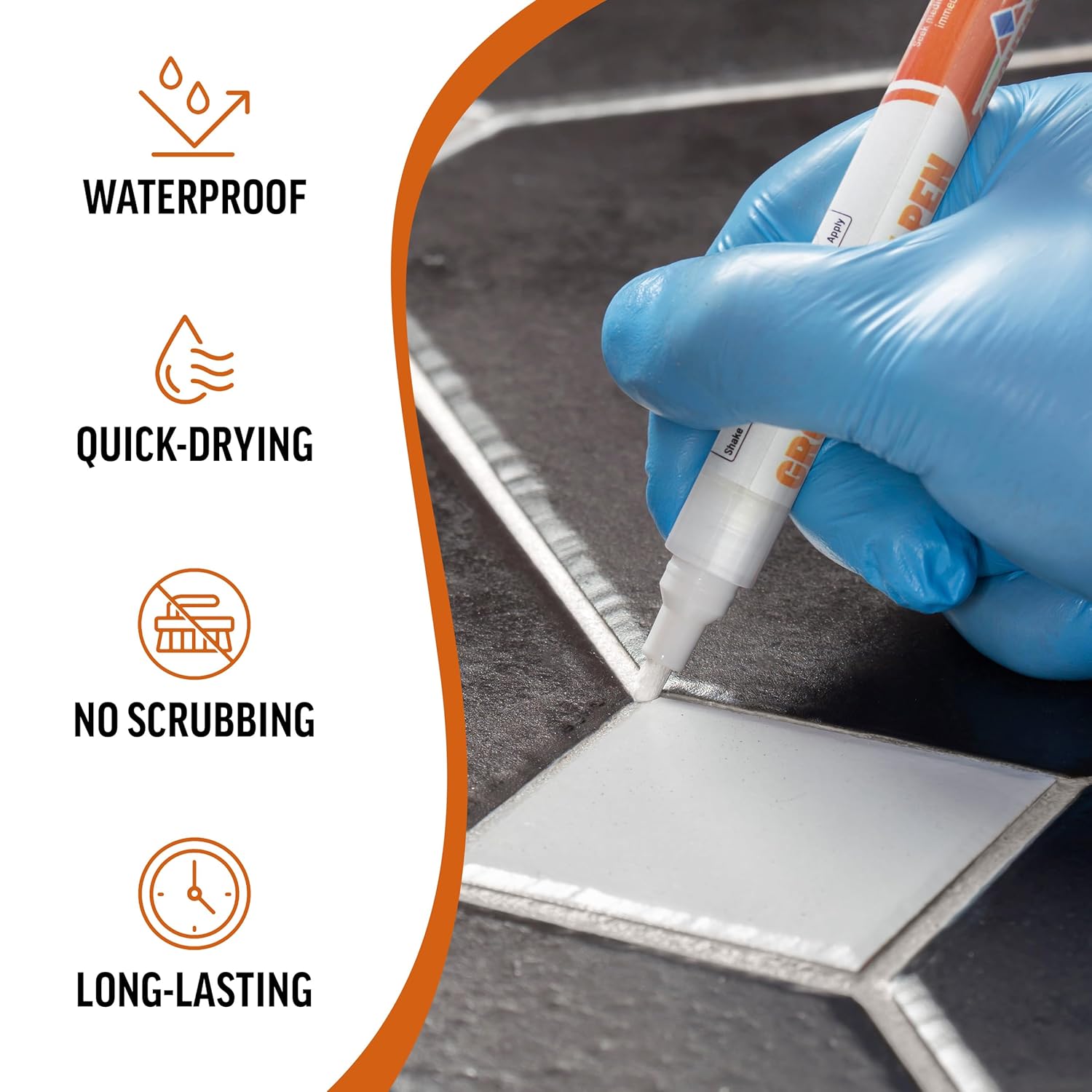 White Grout Paint Pen – Waterproof Tile Grout Colorant & Sealer Marker, Quick-Dry, 3 Adjustable