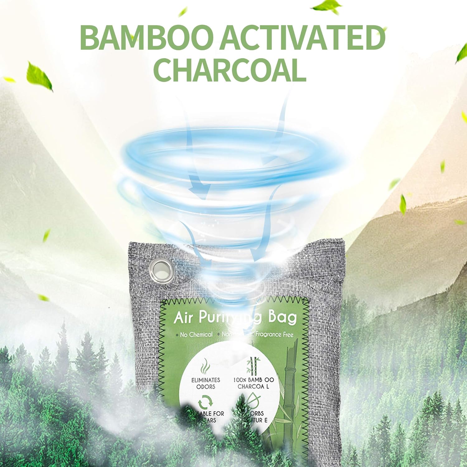 8 Pack Bamboo Charcoal Air Purifying Bag, Activated Charcoal Bags Odor Absorber, Moisture Absorber