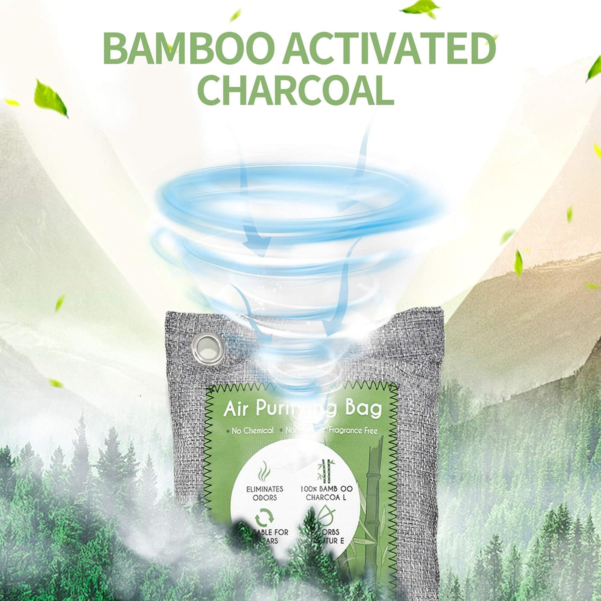 12 Pack Bamboo Charcoal Air Purifying Bag, Activated Charcoal Bags Odor Absorber, Moisture