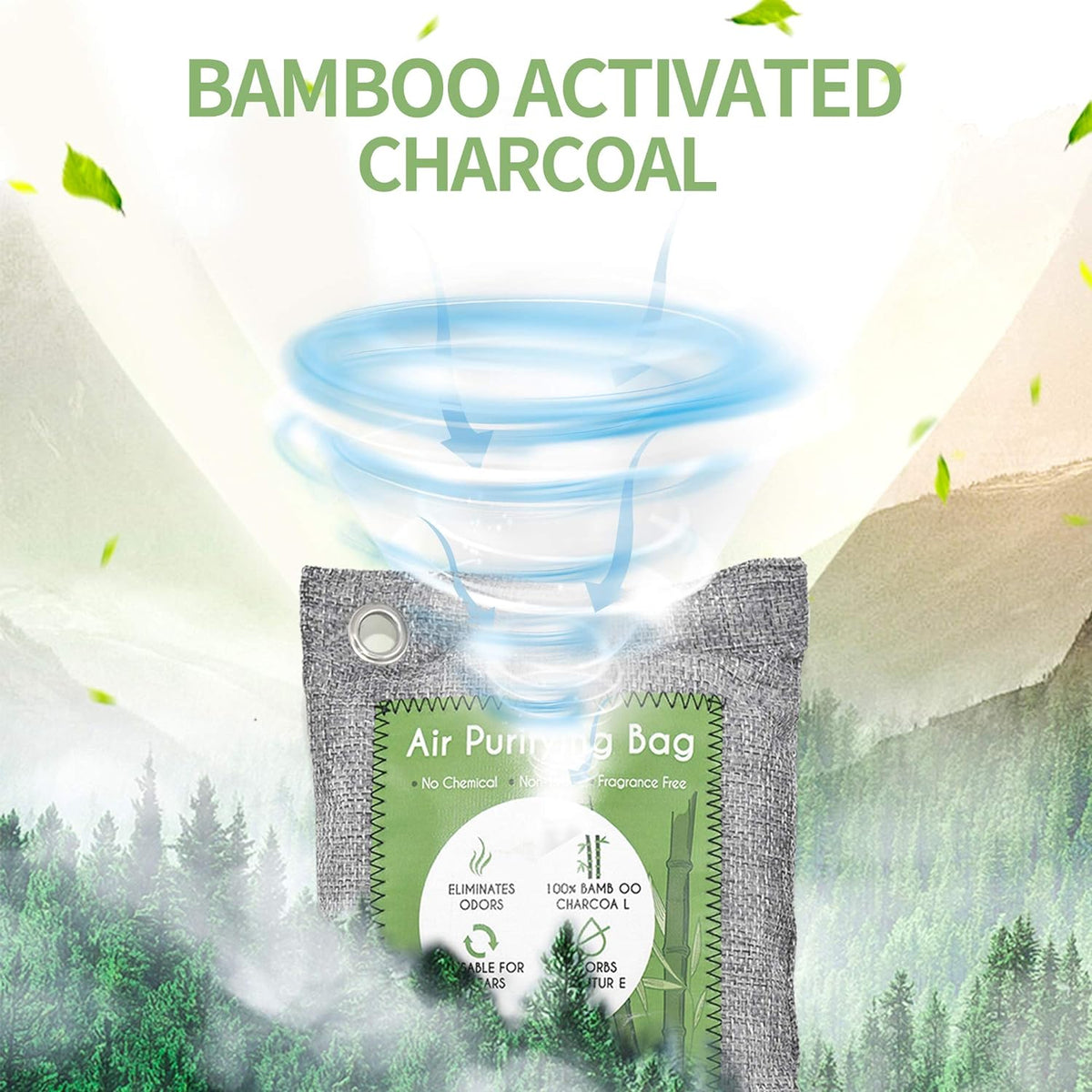 12 Pack Bamboo Air Purifying Bag, Activated Charcoal Bags Odor Absorber, Moisture Absorber, Natural