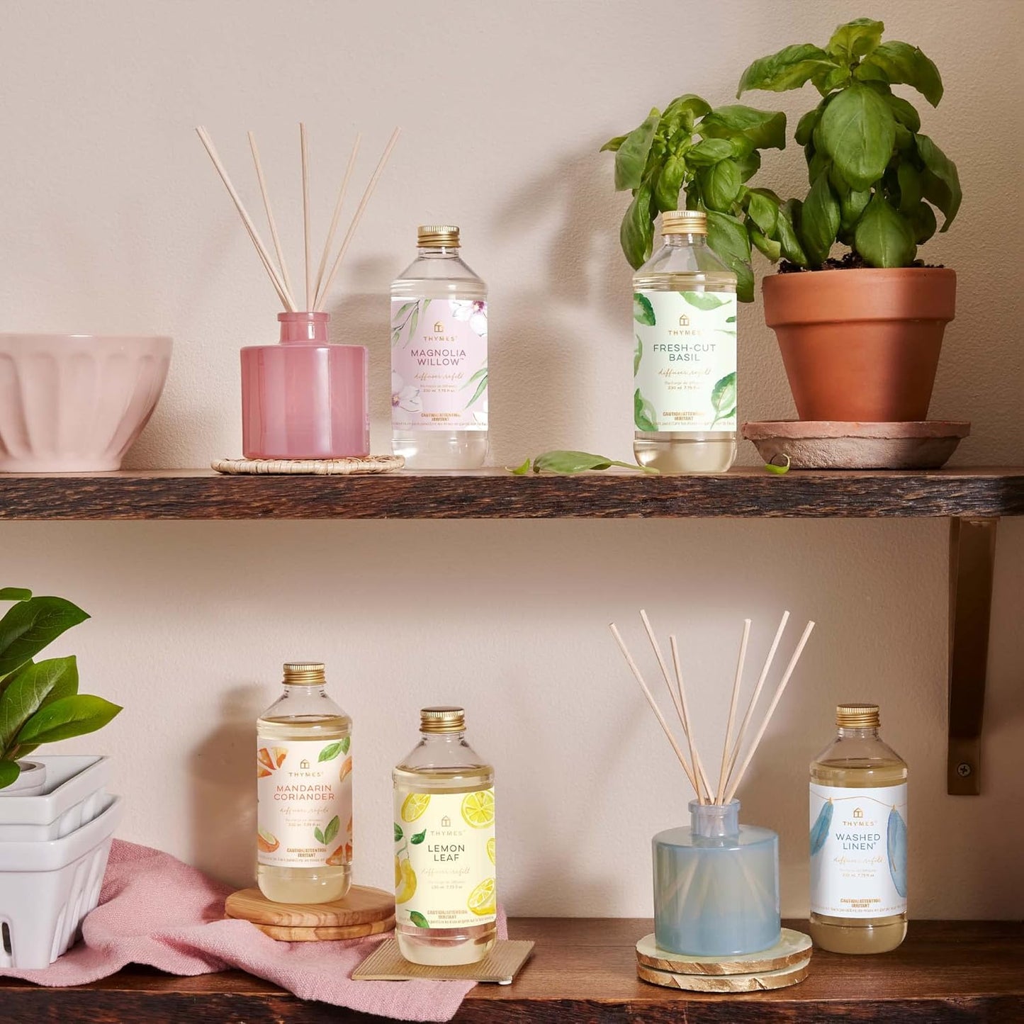 Thymes Mandarin Coriander Reed Diffuser Oil - Room Fragrance Oil - Flameless Home Fragrance7.75 Fl