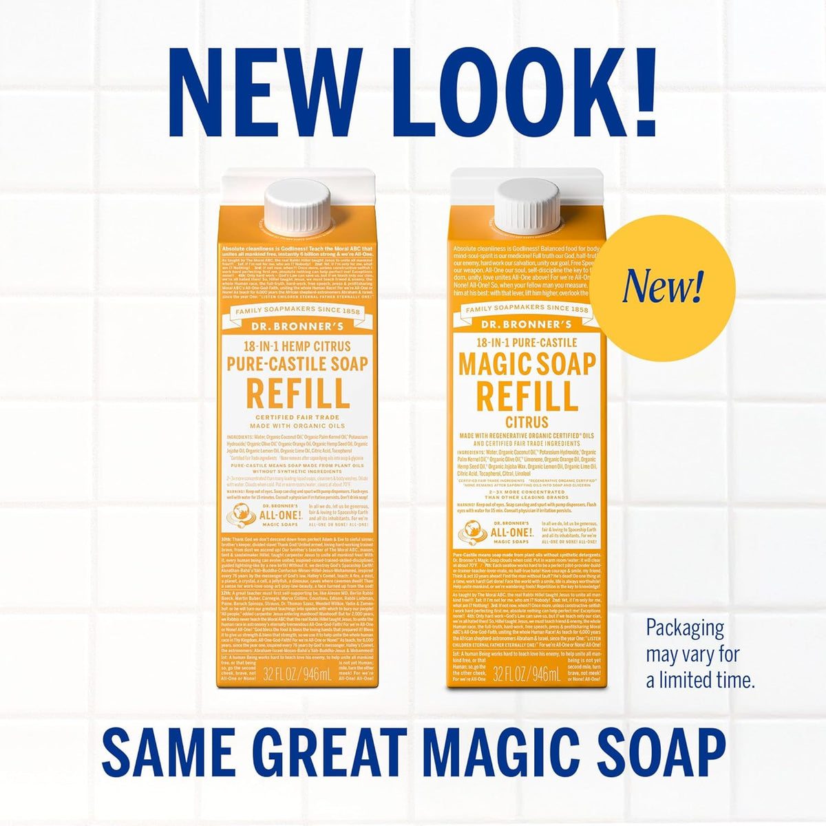 Dr. Bronner's Magic Soap-Pure-Castile Liquid Refill (Citrus, 32 ounce, 2-Pack) - Made with
