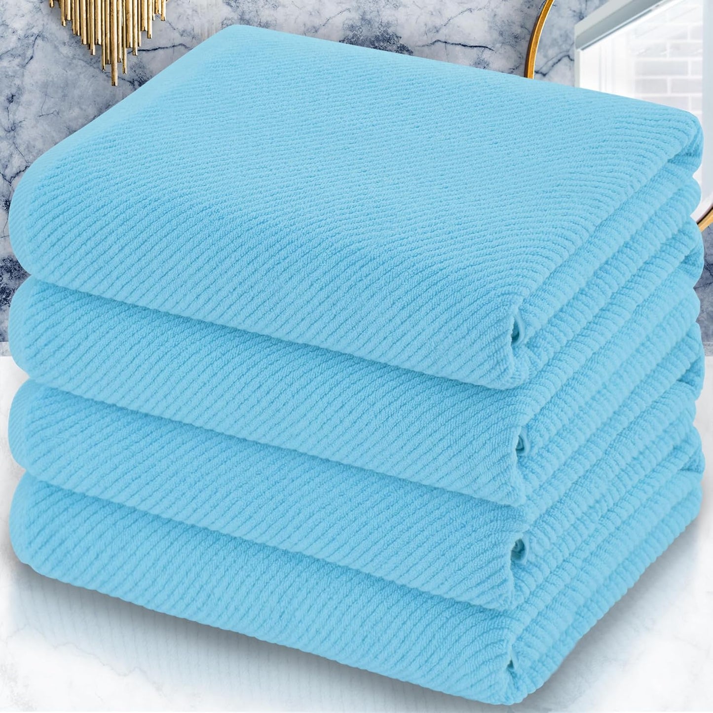 VOOVA & MOVAS Bath Towel Set, 4PC Large 30" x 56" - 100% Cotton | Quick Dry | Thick | Light Weight