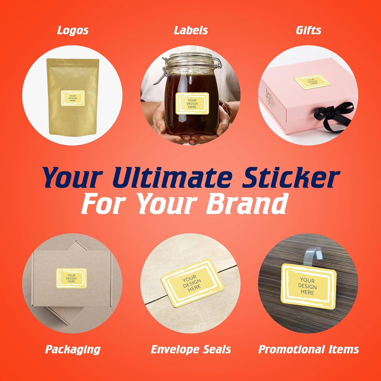 5-1000 Custom Vinyl Stickers - Upload Your own Image, Text, Design, Logo - Personalized Logo Labels