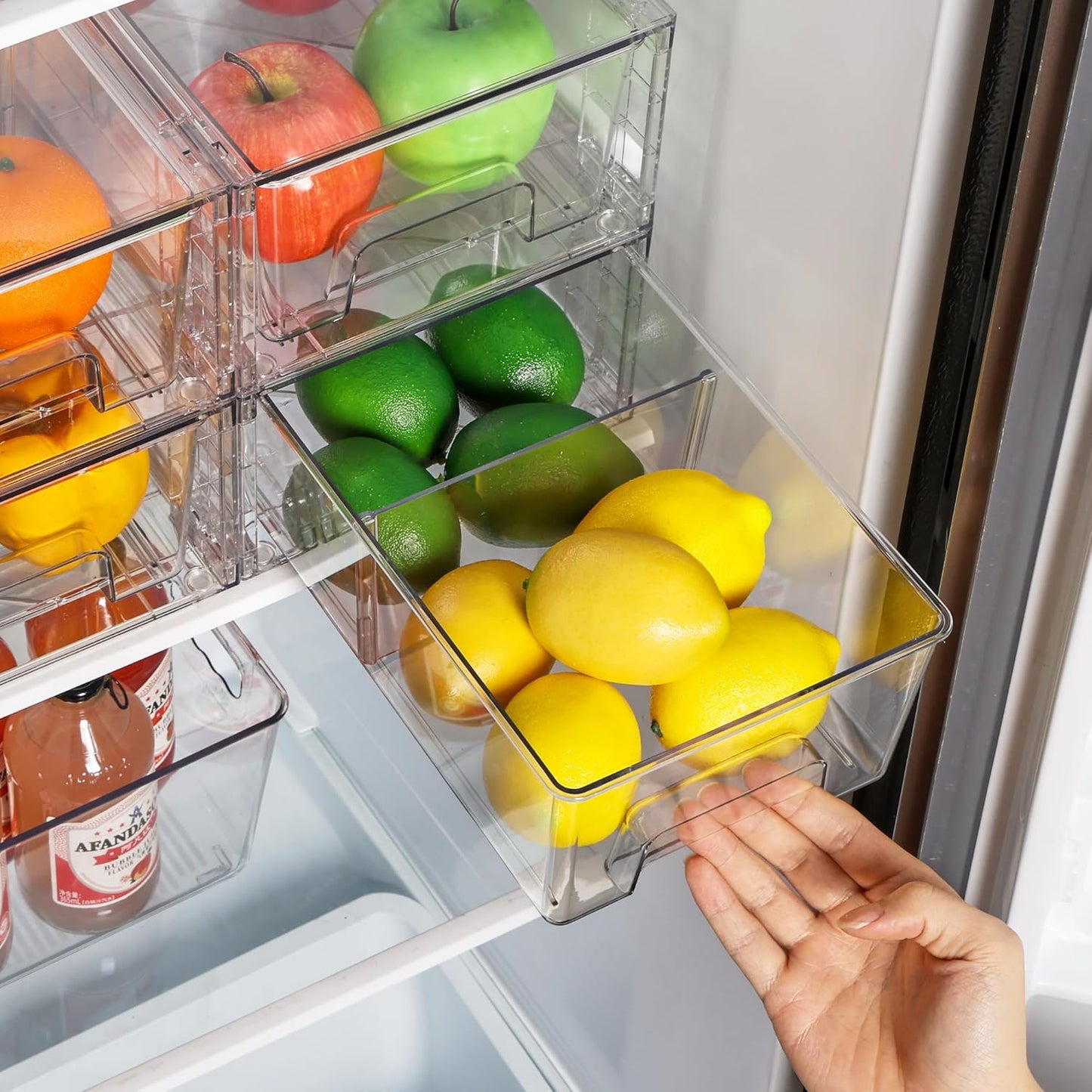 Vtopmart 6 Pack Stackable Storage Drawers,Clear Acrylic Drawer Organizers with Handles, Easily