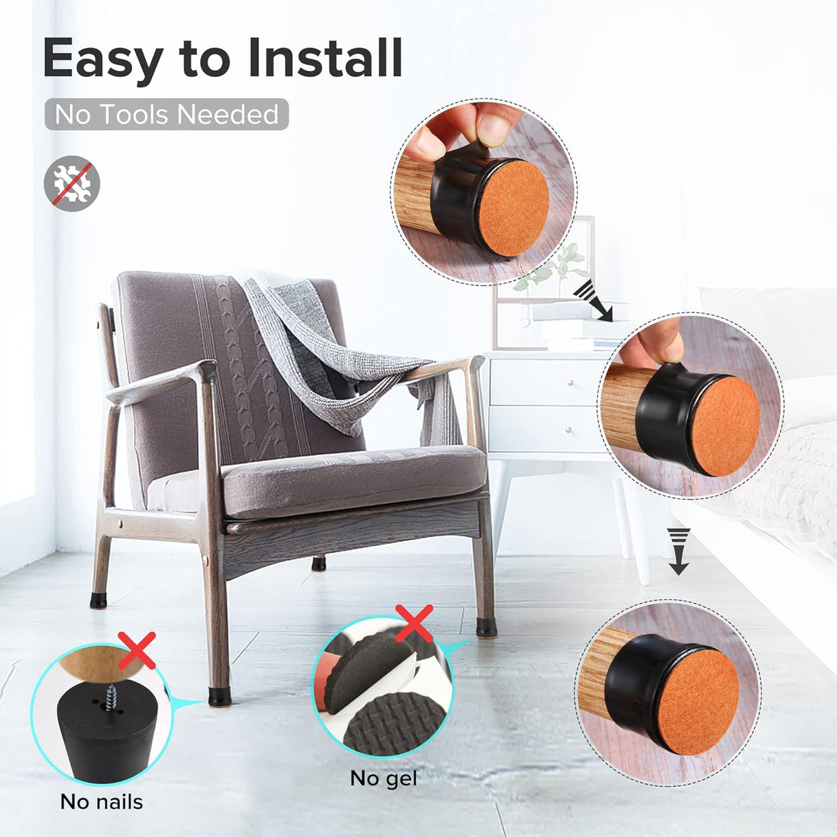 24PCS Upgraded Silicone Chair Leg Floor Protectors for Hardwood Floors, Furniture Sliders for Chair