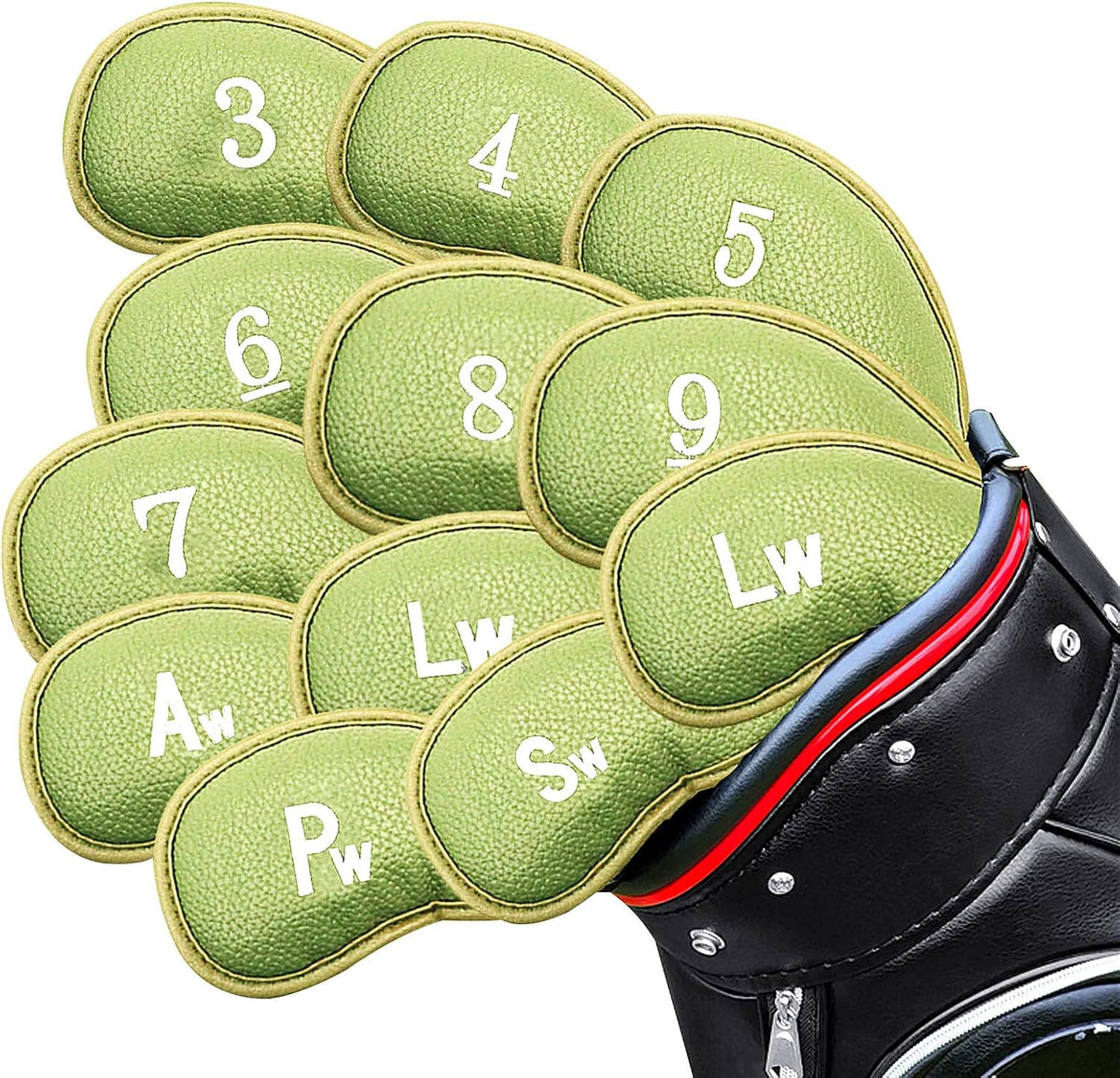 FINGER TEN Premium Synthetic Leather Stylish Iron & Wedge Golf Head Covers Value 12 Piece Set