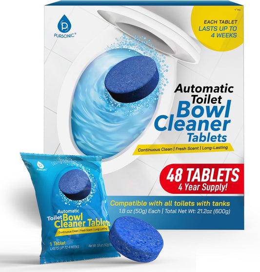Automatic Toilet Bowl Cleaner Tablets Blue Gel Toilet Tank Cleaners, Septic-Safe Hard Water Ring