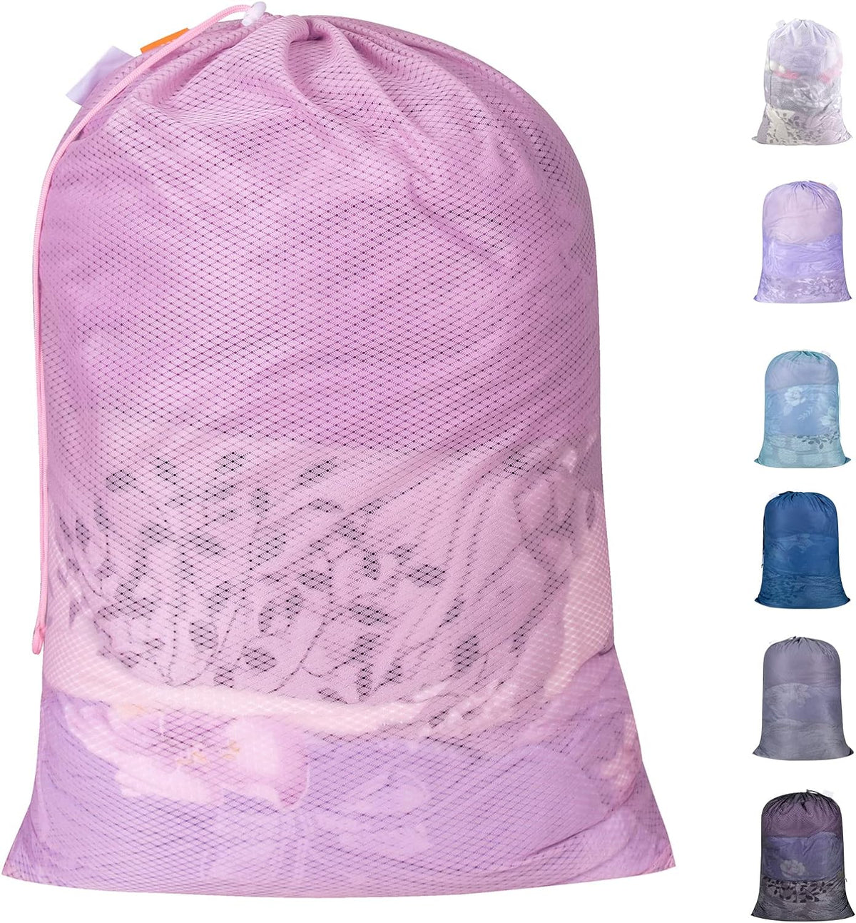 Polecasa Heavy Duty Diamond Large Mesh Laundry Bag with ID Tag and Locking Drawstring Closure - 24