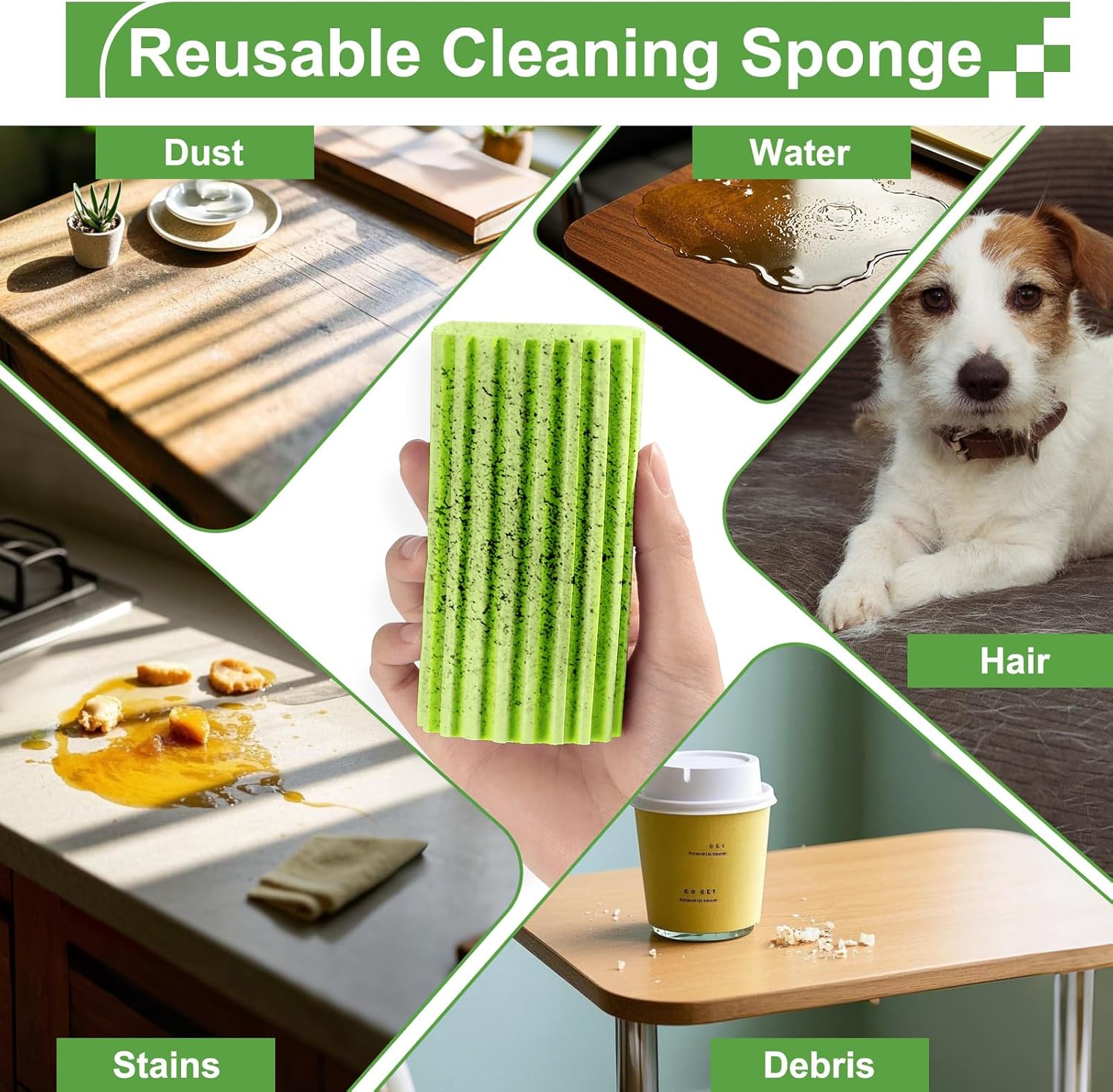 4-Pack Damp Clean Duster Sponge, Sponge Cleaning Brush, Duster for Cleaning Blinds, Glass