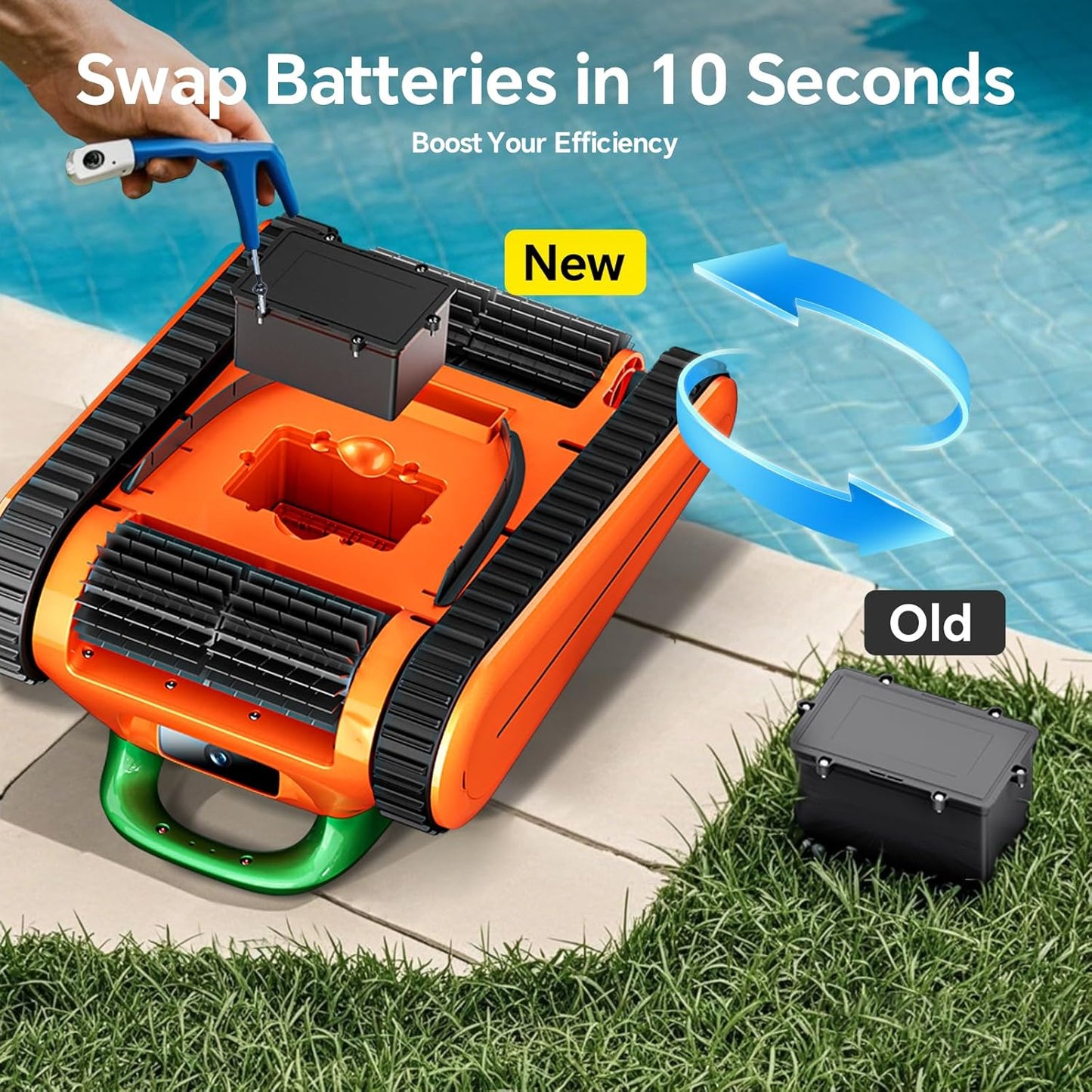 Cordless Robotic Pool Cleaner -Pool Vacuum 180W Brushless Motor, 45,000Pa Suction, Wall Climbing