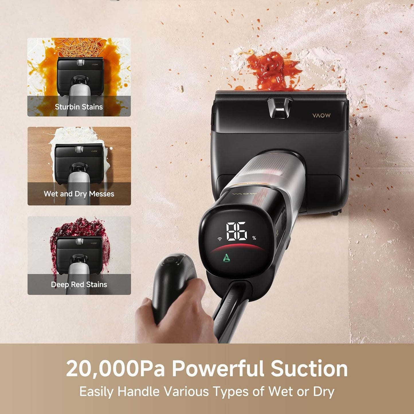 Mova X4 Pro Wet Dry Vacuum Cleaner, 20000Pa Cordless Vacuum Mop with Zero Tangle, Hot Water Mopping