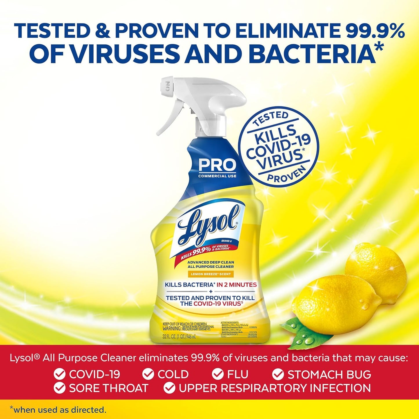 Lysol Pro All-Purpose Cleaner, Advanced Deep Cleaning Sanitizing and Disinfecting Spray, For