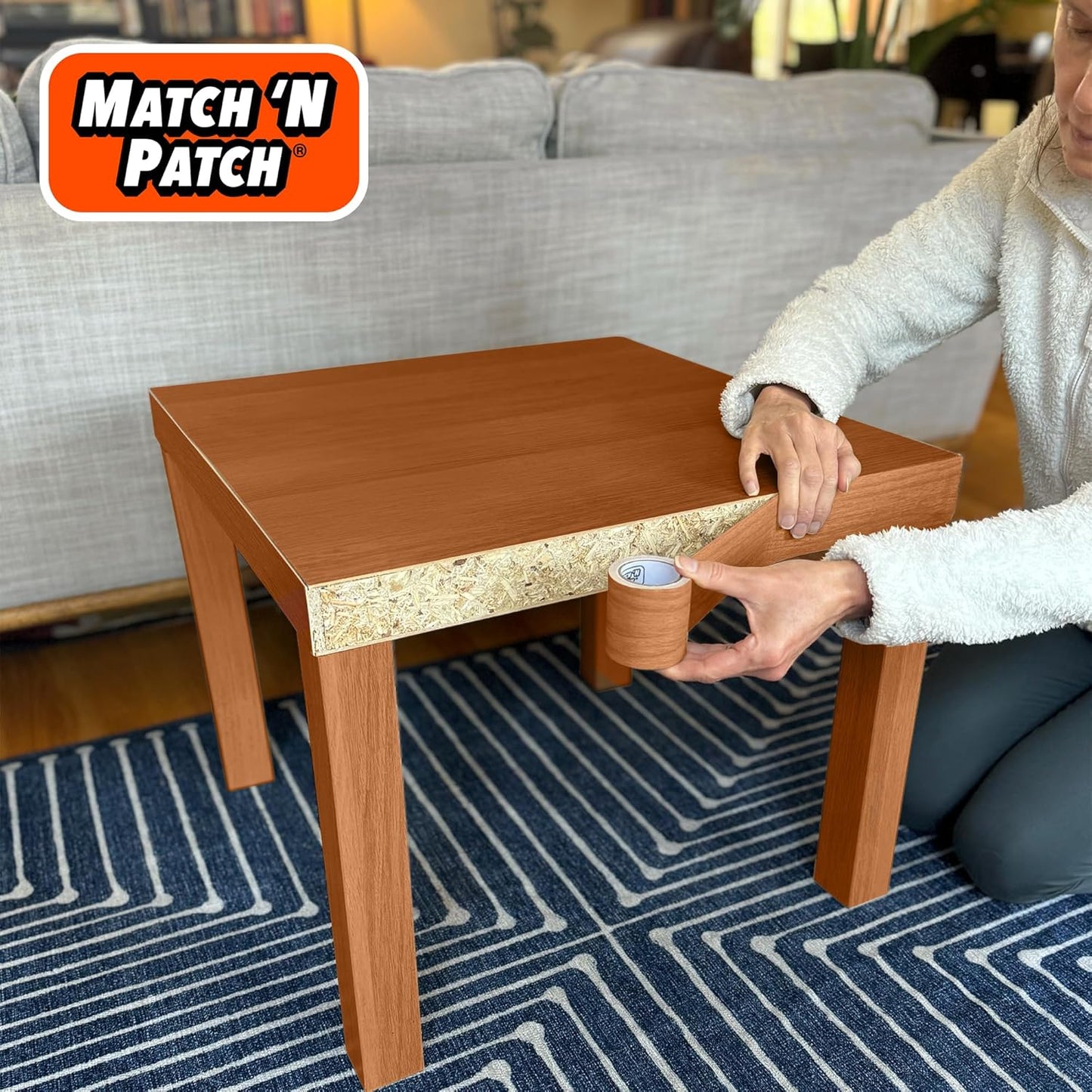 MATCH 'N PATCH Realistic Wood Grain Repair Tape - Durable Multi-Use Adhesive Tape for Furniture