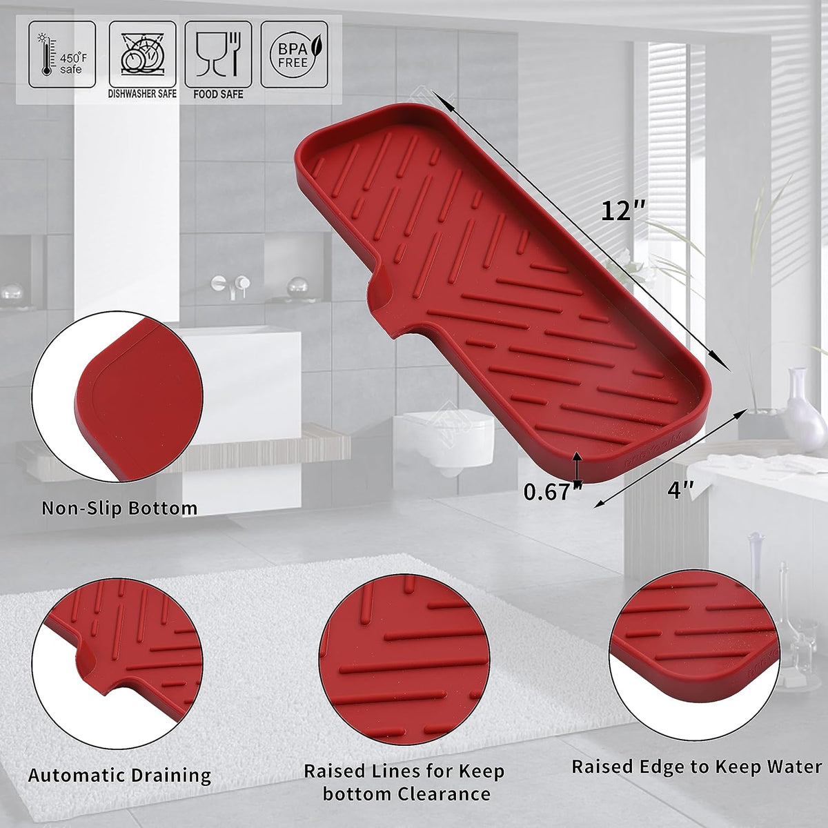 Silicone Bathroom Soap Dishes with Drain Spout-Bathroom and Kitchen Sink Organizer,Sponge