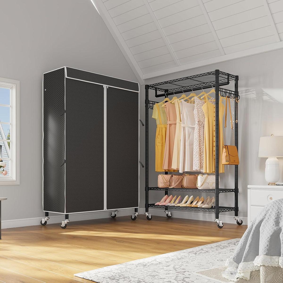 VIPEK R3C Rolling Clothes Rack with Cover Portable Closet for Hanging Clothes, Heavy Duty Garment