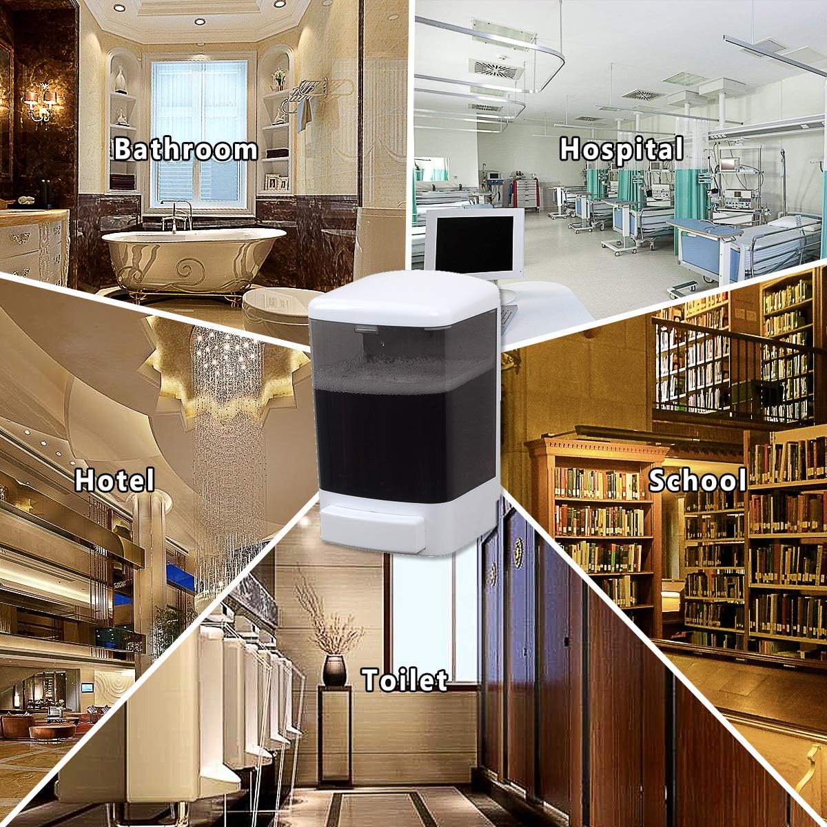 Manual Soap Dispenser 33.8oz / 1000ml Kitchen Bathroom Wall Mounted Commercial Soap Dispenser for