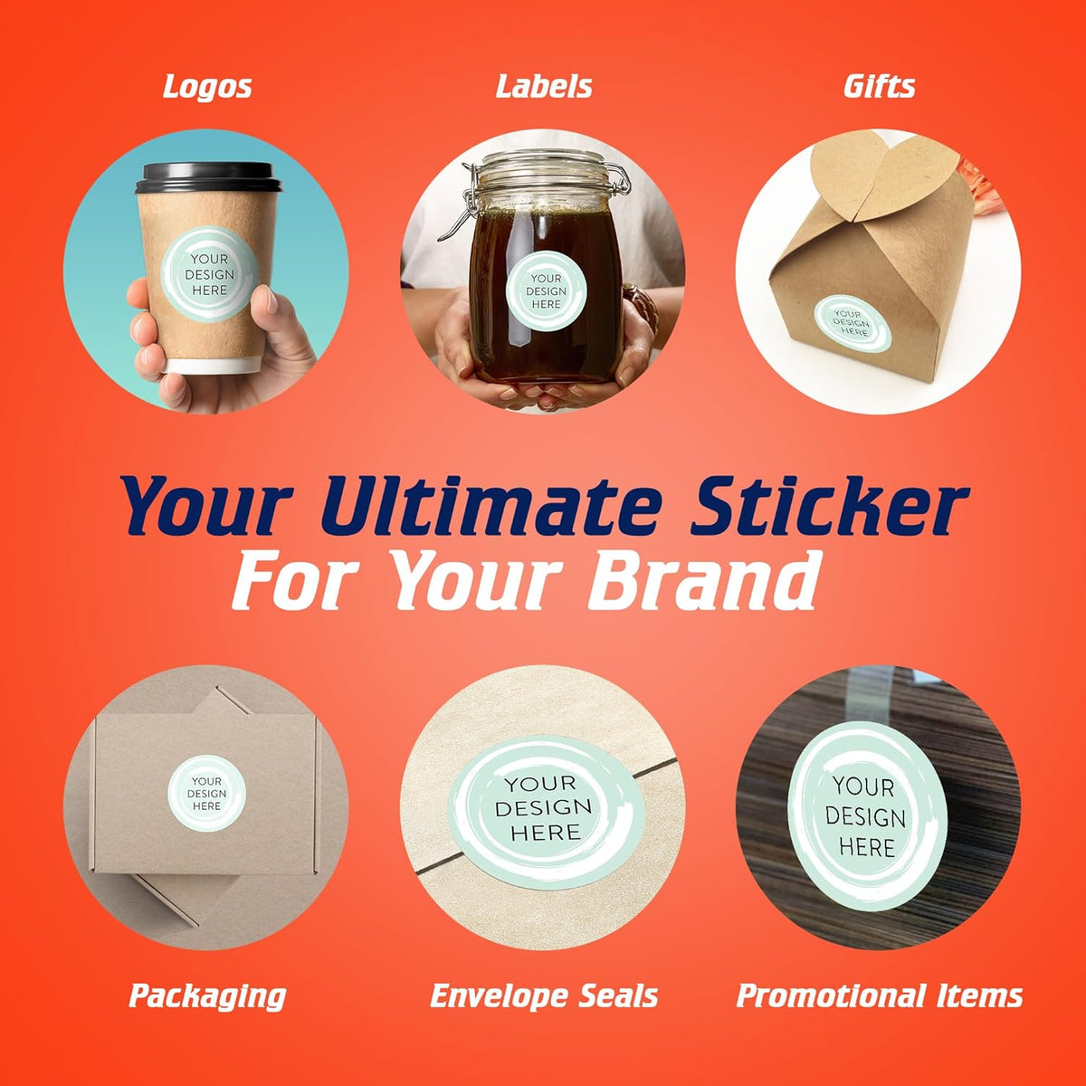 100 Custom Vinyl Stickers - Upload Your own Image, Text, Design, Logo - Personalized Logo Labels